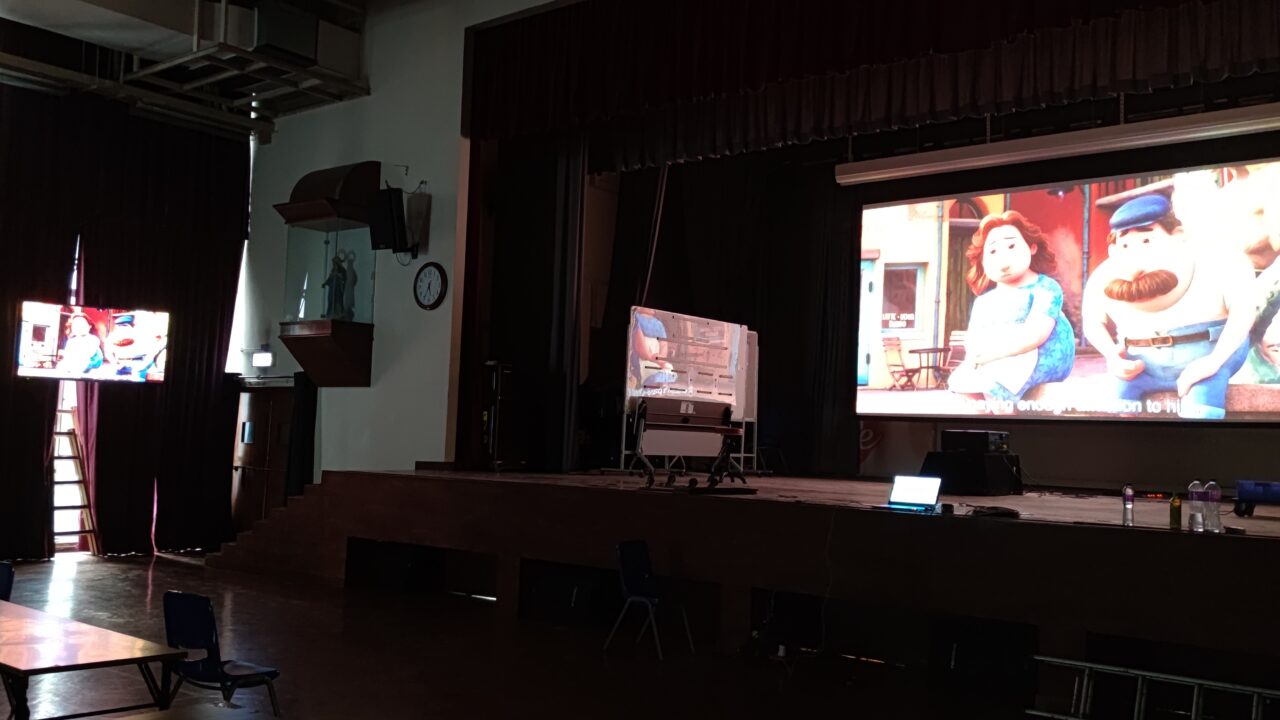 School Hall Giant screen(High Brigtness ProScene Projector)